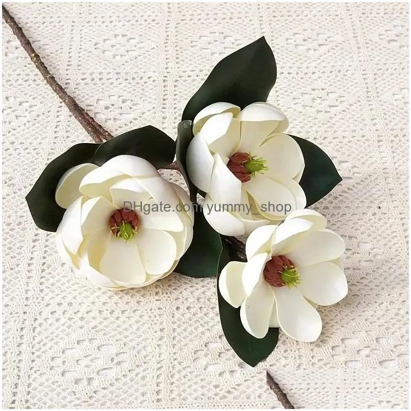 decorative flowers big lotus magnolia grandiflora branch vintage home room decor flores 3d printing artificiais autumn decorations