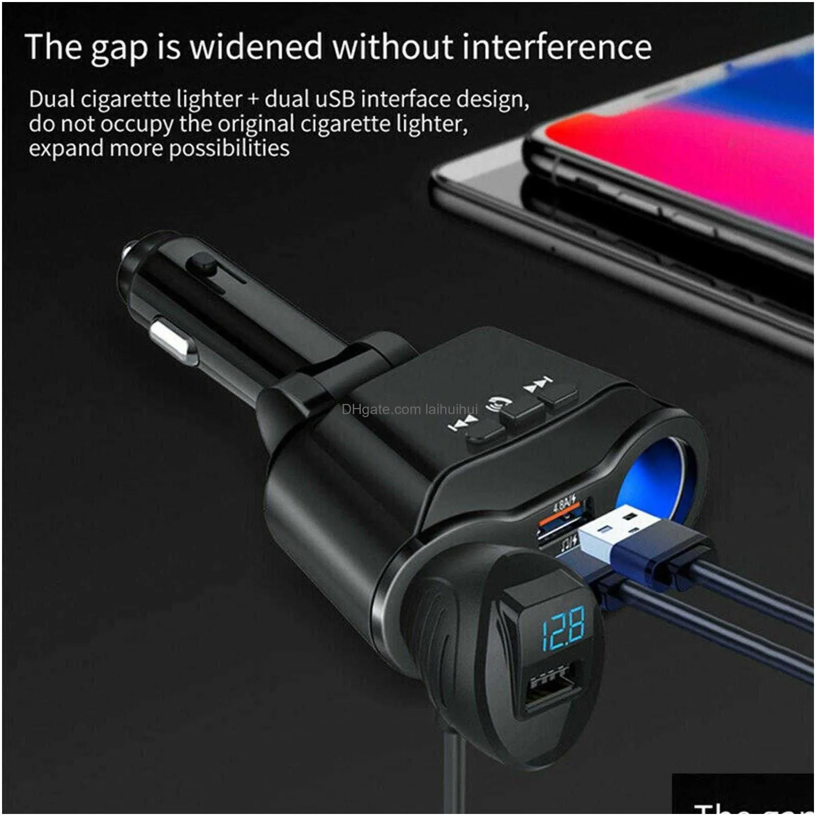  12-24v 4.8a dual usb car  2 ports lcd display fast car  cigarette socket lighter power adapter car styling