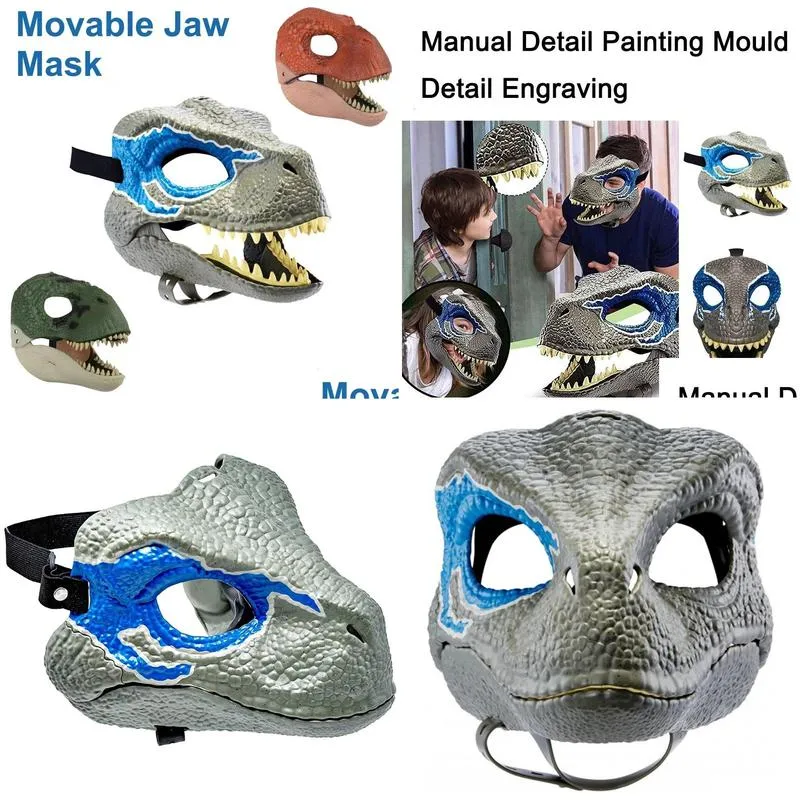 party masks dragon dinosaur jaw mask open mouth latex horror dinosaur headgear dino mask halloween party cosplay props scared mask
