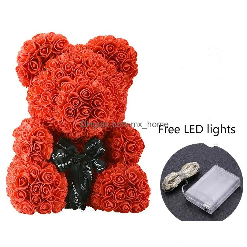 40cm bear of roses with led gift box teddy rose soap foam flower artificial gifts for women valentines7728052