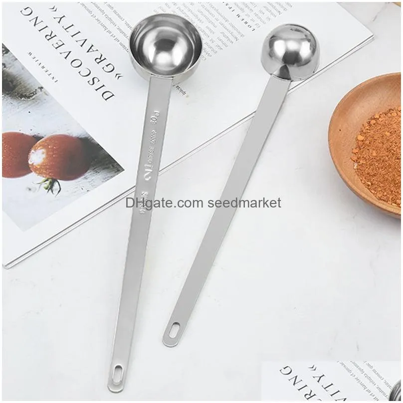 stainless steel powder measure spoon coffee milk sugar measuring cups long handled measure spoon kitchen tool lx4659