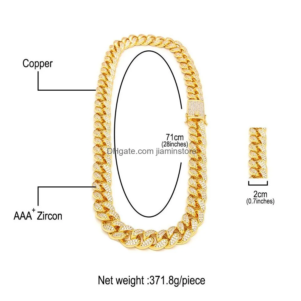 Chains 20Mm 1630Inches Iced Out Fl Bling Cz Triple Lock Hip Hop Cuban Link Chain Necklace For Men Women6033592 Drop Delivery Jewelry N Dh4Dn