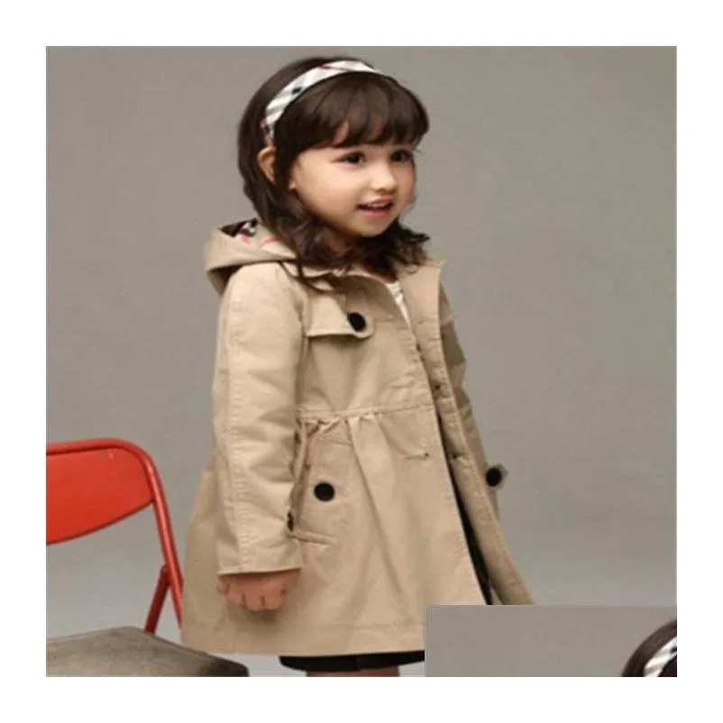  childrens clothing spring autumn girl princess coat solid color medium-long single breasted trench kids girls baby outerwear