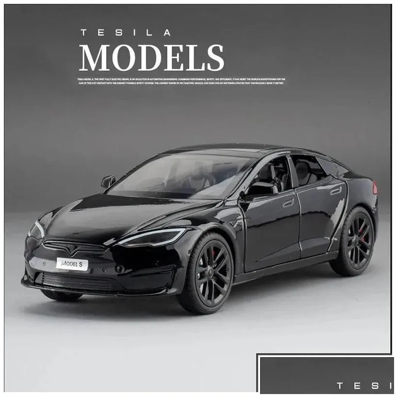 diecast model cars 1 24 tesla y 3 s alloy die cast toy car sound and light children collectibles birthday gift 231030 drop delivery to