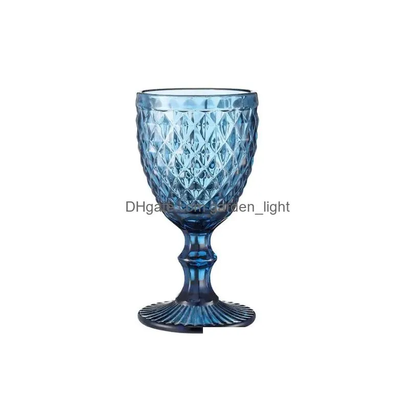 240ml 300ml 4colors european style embossed stained glass wine lamp thick goblets5177477