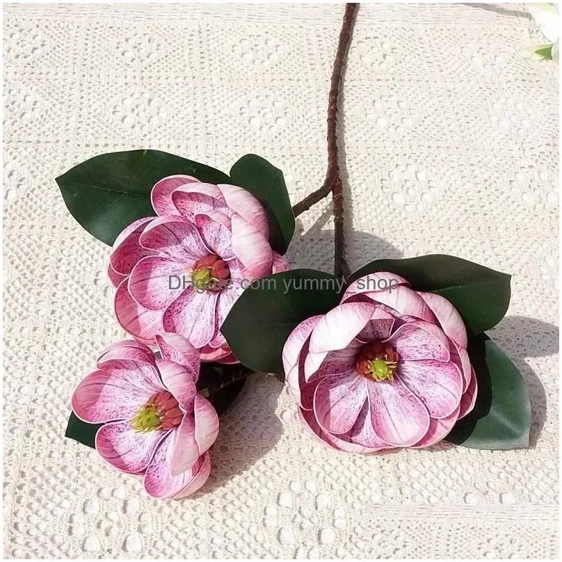 decorative flowers big lotus magnolia grandiflora branch vintage home room decor flores 3d printing artificiais autumn decorations