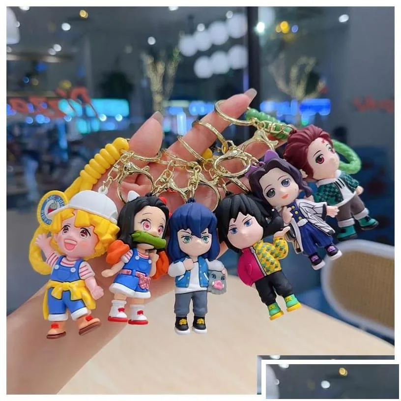 decompression toy 6 styles cute anime keychain charm key ring lovely japanese classic animes doll couple students personalized creativ