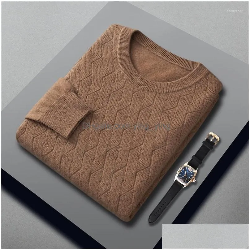 mens sweaters cashmere wool sweater for men 2023 autumn winter crew neck 7 gauge pullover knitted