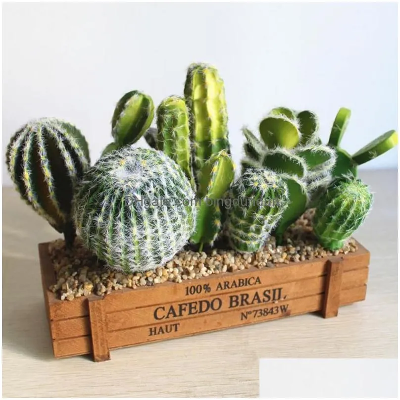 Decorative Flowers & Wreaths 1Pc Simation Plants Creative Diy Landscape Fake Cactus Garden Vivid Succents Wedding Home Office Decors A Dhy81