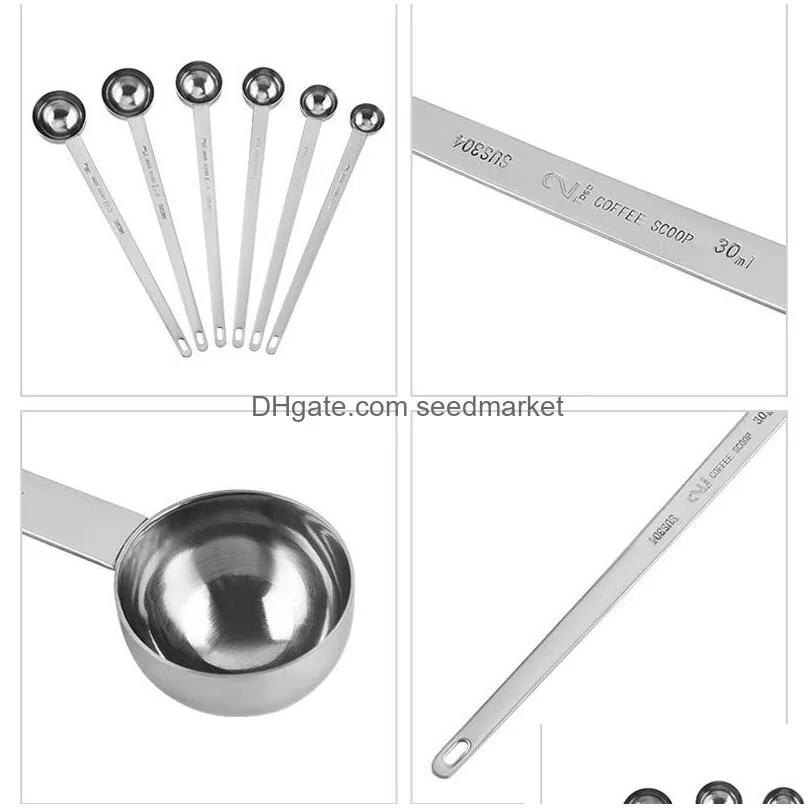 stainless steel powder measure spoon coffee milk sugar measuring cups long handled measure spoon kitchen tool lx4659