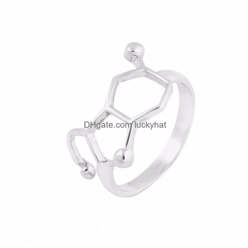 Band Rings Everfast 10Pc Lot Whole Molece Ring Chemistry Jewelry Neurotransmitter Science Women Men Finger Rings Can Mix Color Efr076 Dhbnk