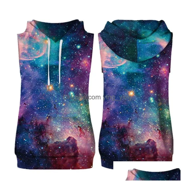 mens tracksuits 2022 autumn fashion hip hop print dark sky forest 3d breathable polyester sleeveless hoodies and knee length shorts