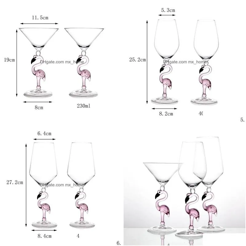 glasses creative flamingo wine glass cup bordeaux cocktail champagn goblet party bar drinkware wedding gifts home drink ware glasses
