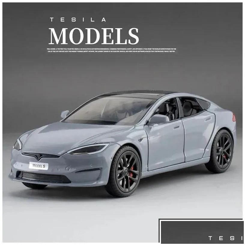 diecast model cars 1 24 tesla y 3 s alloy die cast toy car sound and light children collectibles birthday gift 231030 drop delivery to