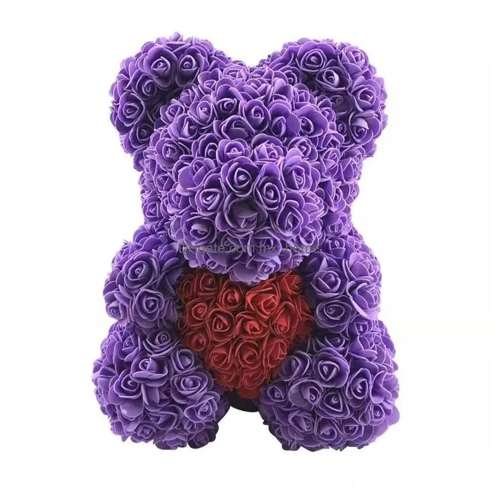 40cm bear of roses with led gift box teddy rose soap foam flower artificial gifts for women valentines7728052