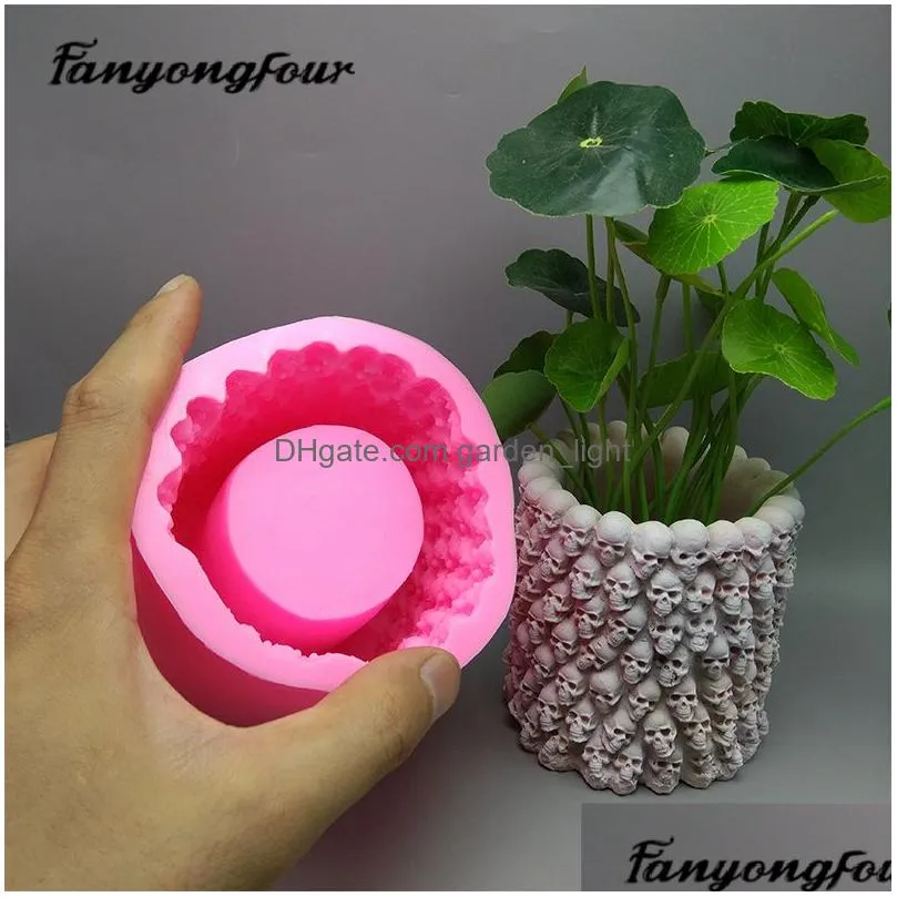 moulds skull flowerpot silicone mold fondant cake mold resin plaster chocolate candle candy mold t200703