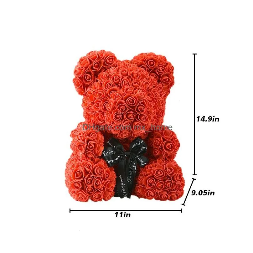 40cm bear of roses with led gift box teddy rose soap foam flower artificial gifts for women valentines7728052