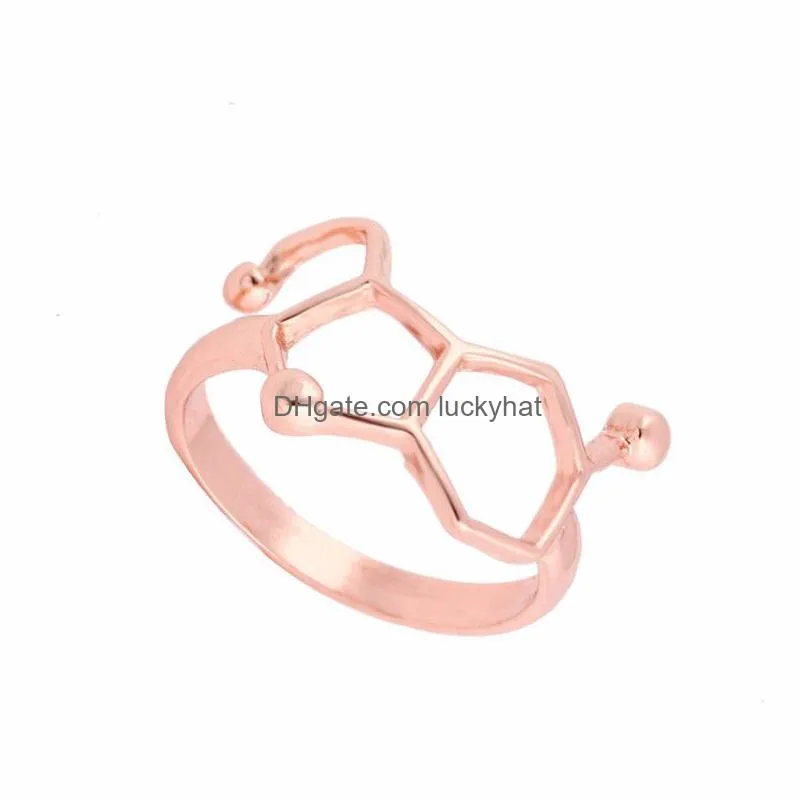 Band Rings Everfast 10Pc Lot Whole Molece Ring Chemistry Jewelry Neurotransmitter Science Women Men Finger Rings Can Mix Color Efr076 Dhbnk