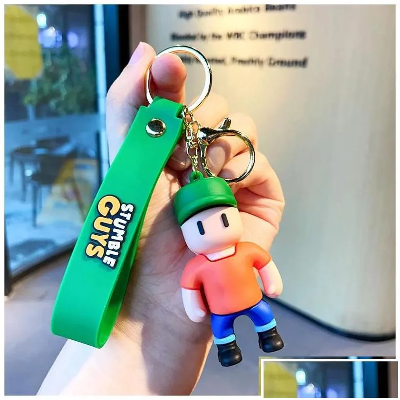 novelty games cute anime keychain charm key ring fob pendant cartoon mini stumbleguys light luxury doll couple students creative valen