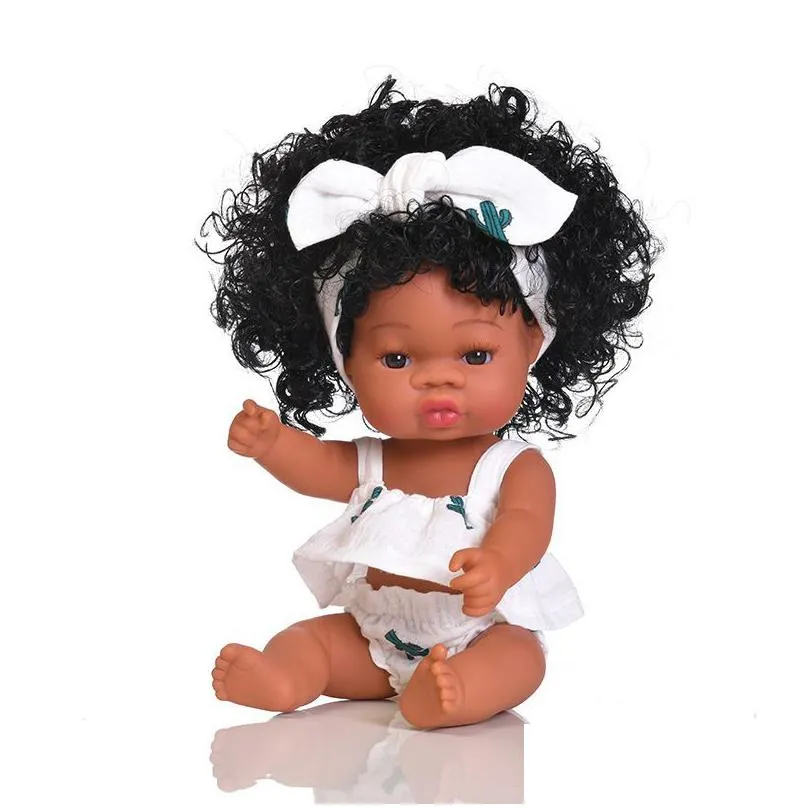 dolls american reborn black 35cm african girl handmade sile soft baby bath play toy childrens christmas gift 220912 drop delivery toys