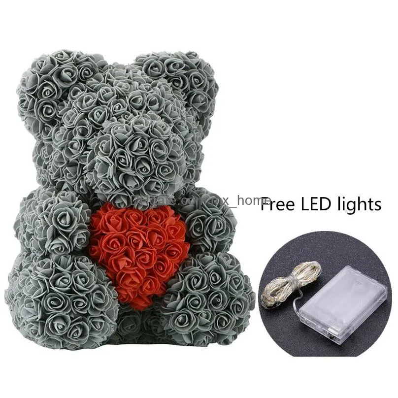 40cm bear of roses with led gift box teddy rose soap foam flower artificial gifts for women valentines7728052