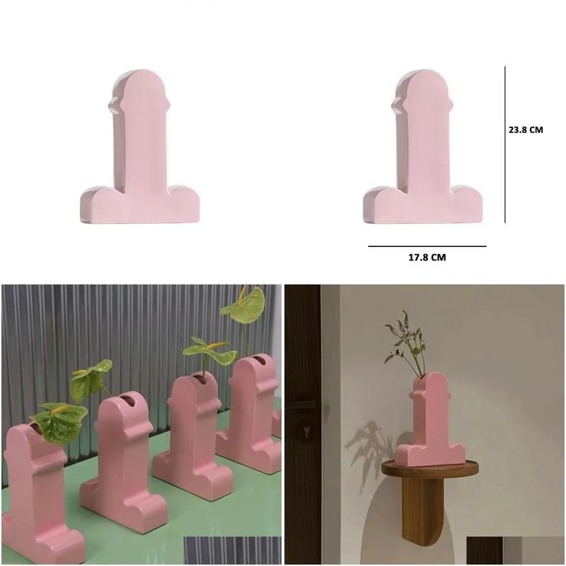 Vases Memphis Medieval Funny Nordic Decorative Ornaments Flower Arrangement Ceramic Shiva Pink Art Gift Drop Delivery Dh5Xf