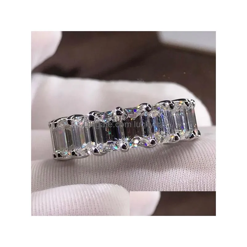 Wedding Rings 10Ct Large Diamond Ring Stunning Luxury Jewelry 925 Sterling Sier Couple Rings Water Drop Pear Cut Topaz Women Wedding Dhlnr