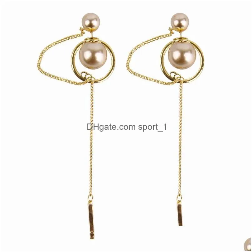 dangle chandelier 1 pair elegant korean fashion pearls earrings for women tassel eardrop party wedding jewelry gift
