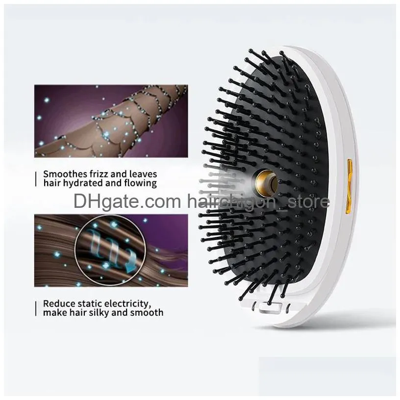portable electric ionic hair comb brush straightening smoothing negative ions antistatic vibration head relieve stress massager 231225