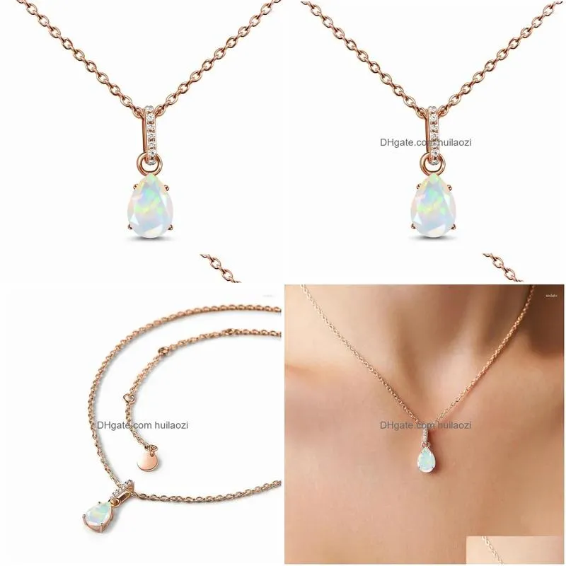chains european and american retro water droplets moonlight stone pendant rose gold necklace female niche design fashionable jewelry