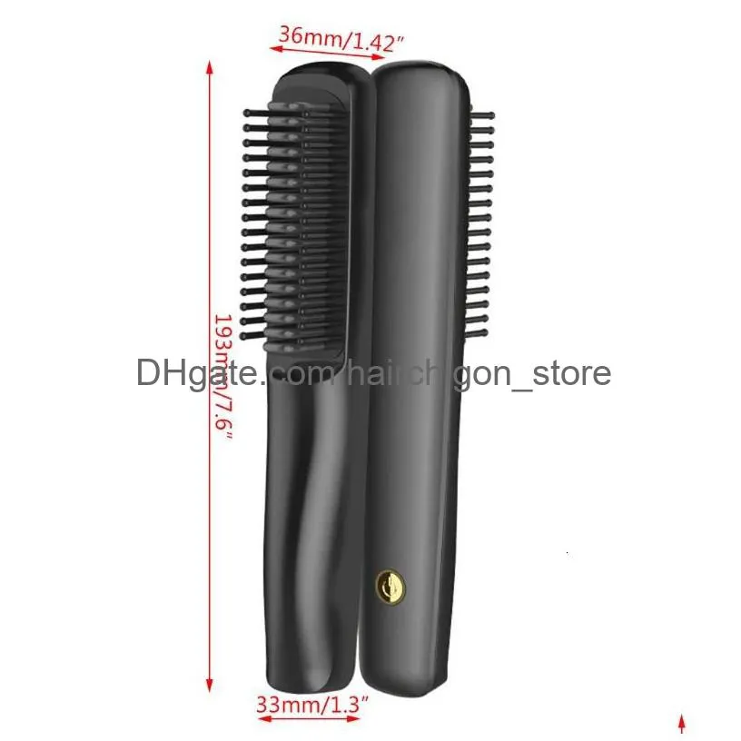 portable electric ionic hair straightener brush negative ions hairbrush combs drop 231225