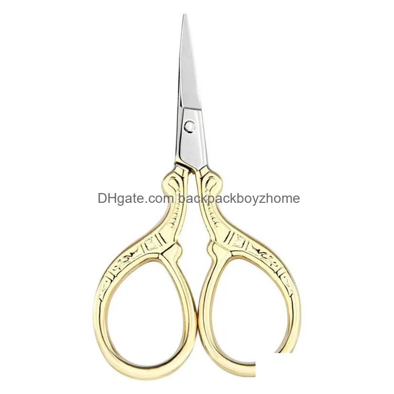 Scissors Stainless Steel Handmade Scissors Round Head Nose Hair Clipper Retro Gold Plated Household Tailor Shears For Embroidery Sewin Dhres