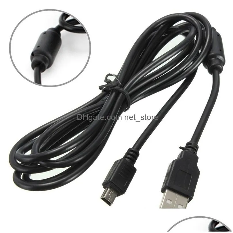 1.8m usb power  wire charging cable for playstation 3 ps3 controller charge cord accessories black high quality fast ship