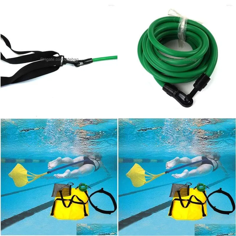 bath accessory set swim resist parachute drag trainer belt tow tether training leash -