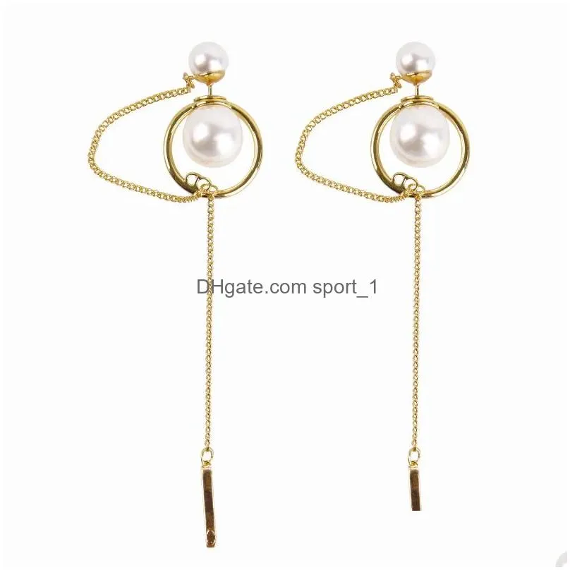 dangle chandelier 1 pair elegant korean fashion pearls earrings for women tassel eardrop party wedding jewelry gift