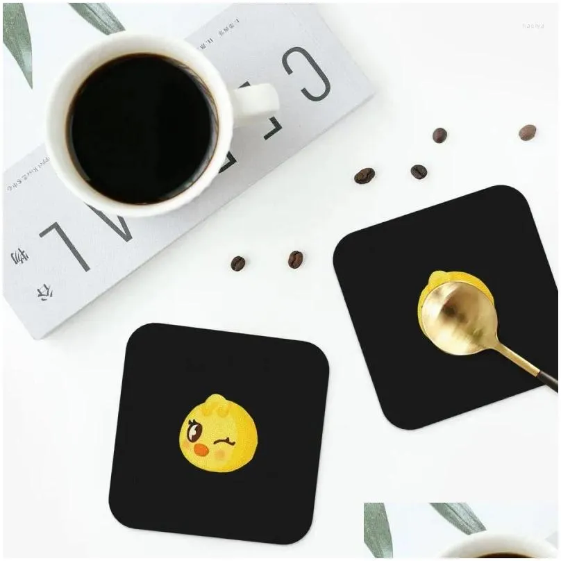 Table Mats Skzoo Coasters PVC Leather Placemats Non-slip Insulation Coffee For Decor Home Kitchen Dining Pads Set Of 4