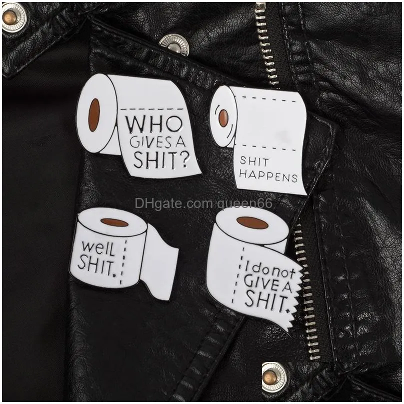 Pins, Brooches Shit Happens Roll With Enamel Pins Funny Quote Badges Brooches For Men Women Cloth Backpack Accessories Drop Delivery Dhe3H