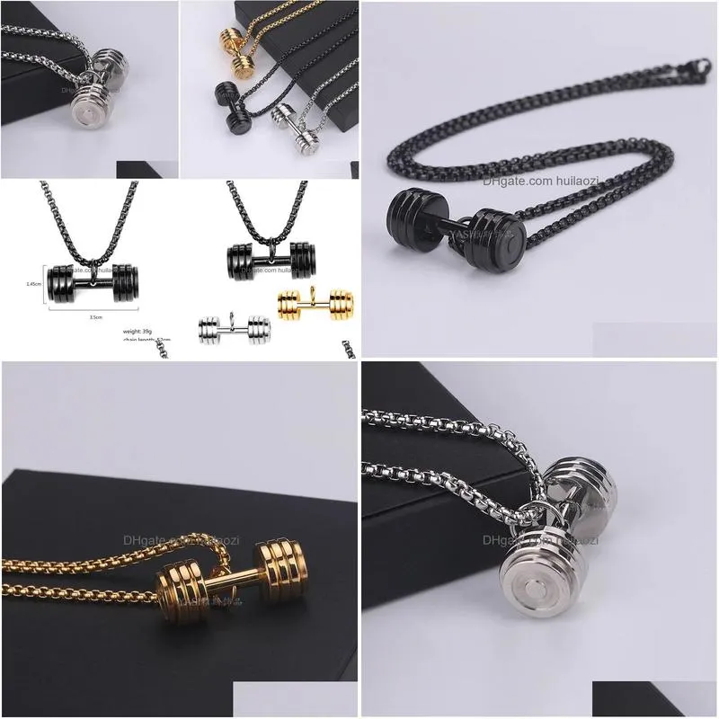 round dumbbell necklaces women mens stainless steel couple fitness jewelry fashion christmas day gifts for girlfriend wholesale