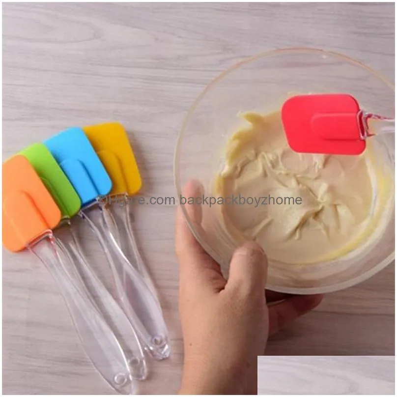 Cake Tools Sile Spata Baking Scraper Tools Cream Butter Spatas Cooking Cake Brushes 5 Colors Household Kitchen Utensils Pastry Tool Dr Dh5Cl