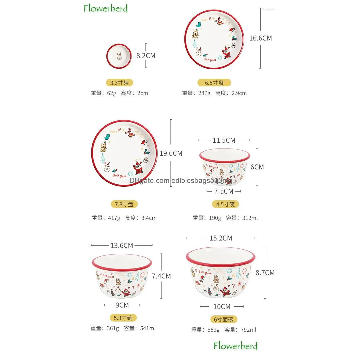 dinnerware sets porcelain set bowl plate single christmas gecorations gift theme ceramic plates bowls dishes dinner service tableware