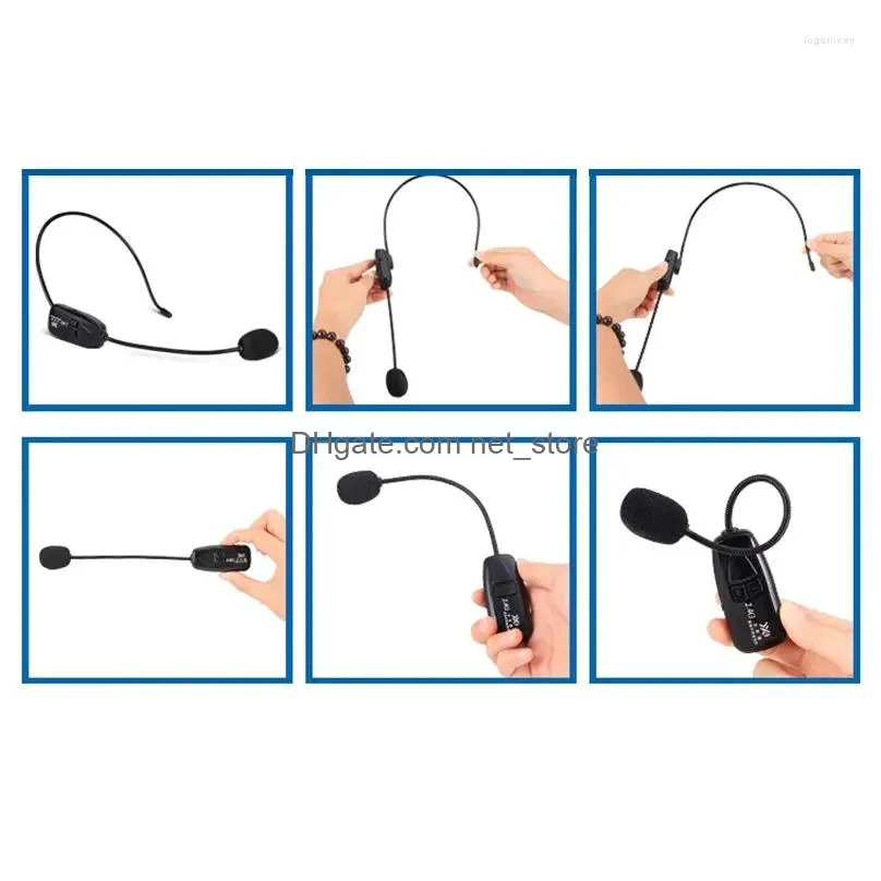 microphones 1/2pcs head-mounted wireless lavalier microphone transmitter with receiver for voice speaker teaching tour guide