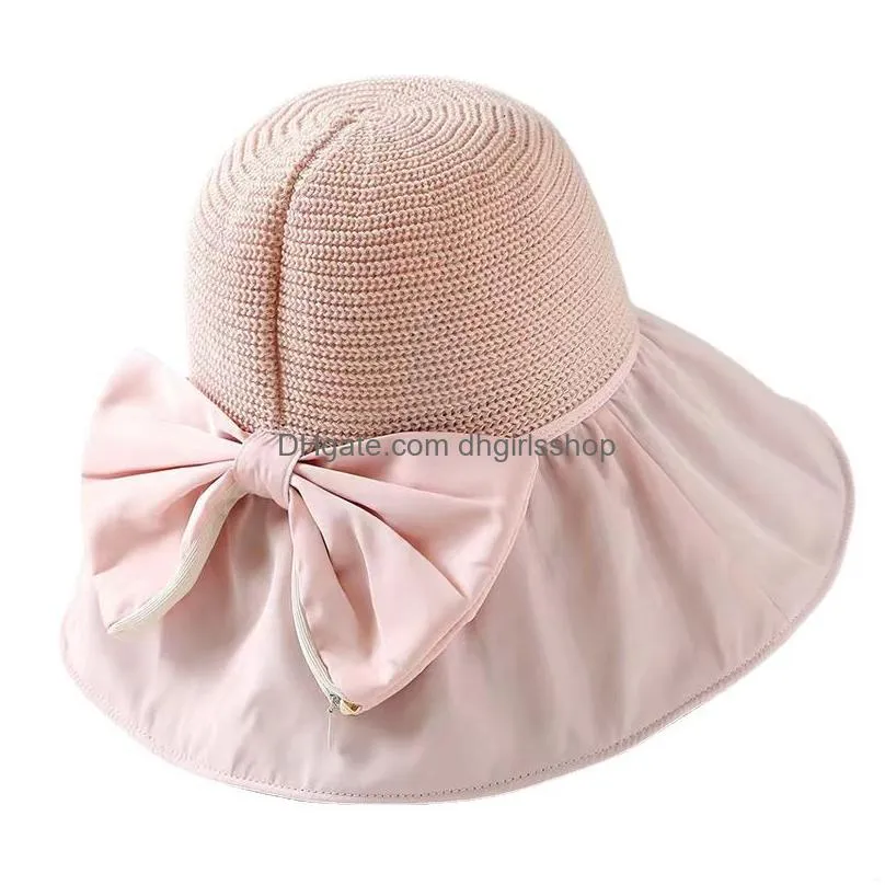 Wide Brim Hats Bow Fisherman Hat Womens Summer Sun Storage Bag For Easy To Carry Sunsn Hats Drop Delivery Fashion Accessories Hats, Sc Dhqex