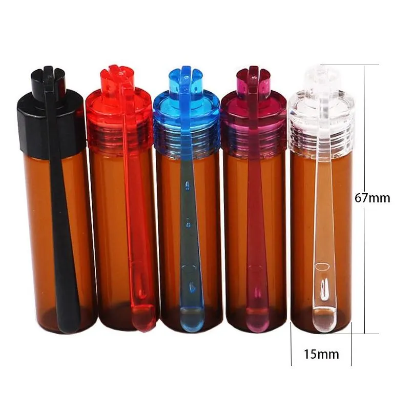 67mm plastic snuff bottle smoking pipes pill case containers snorter kit portable sniff pocket durable snuffer mix color snort