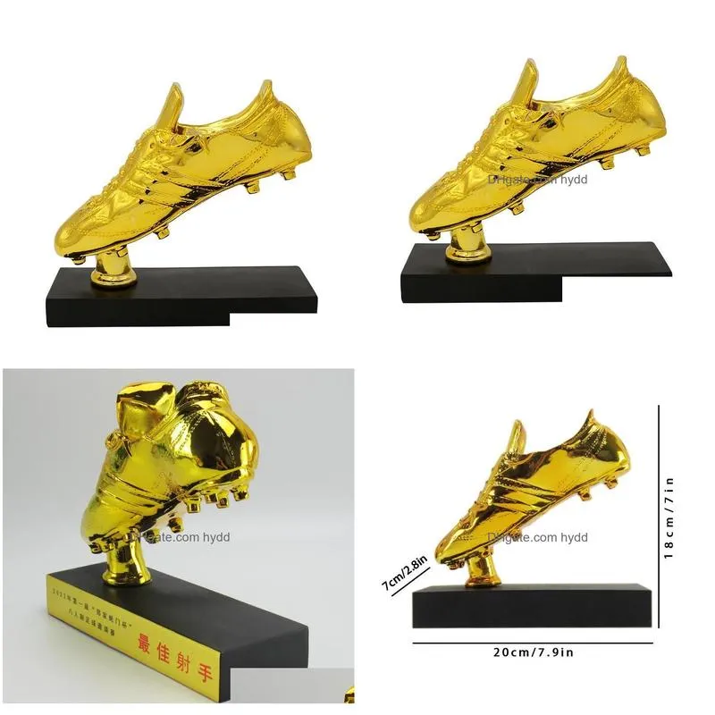 football match soccer fans souvenir gold boot trophy creative resin craft gold plating home furnishing articles decoration model