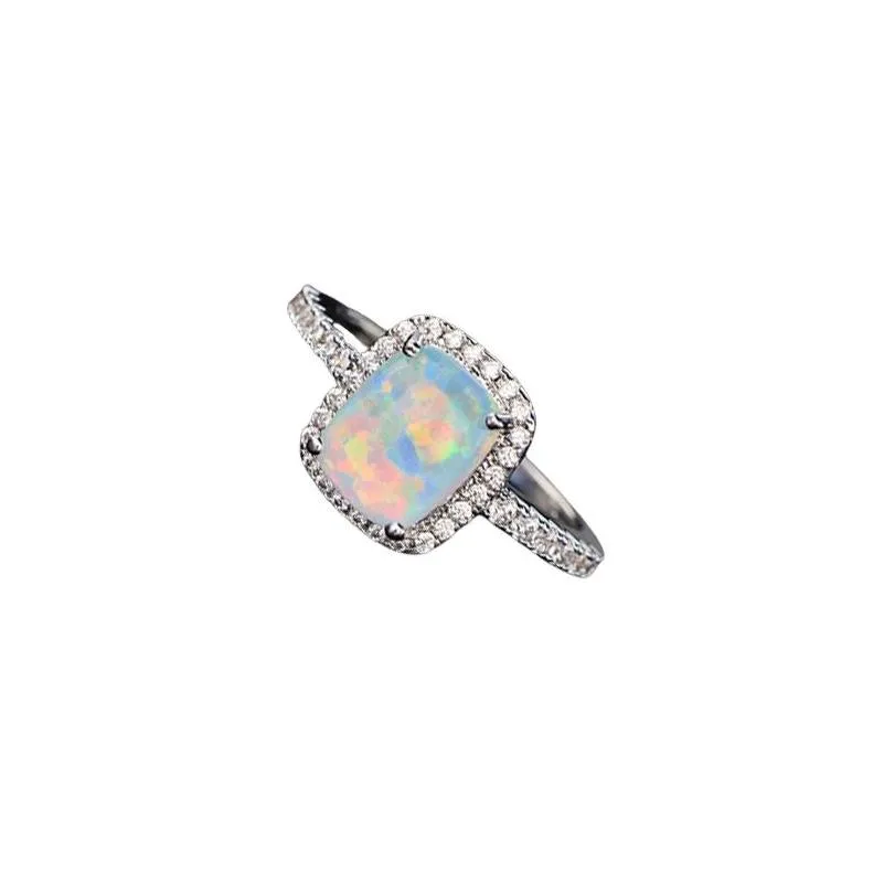 exquisite women039 s 925 sterling silver ring white blue purple green red princess cut fire opal diamond jewelry birthday propo7073062