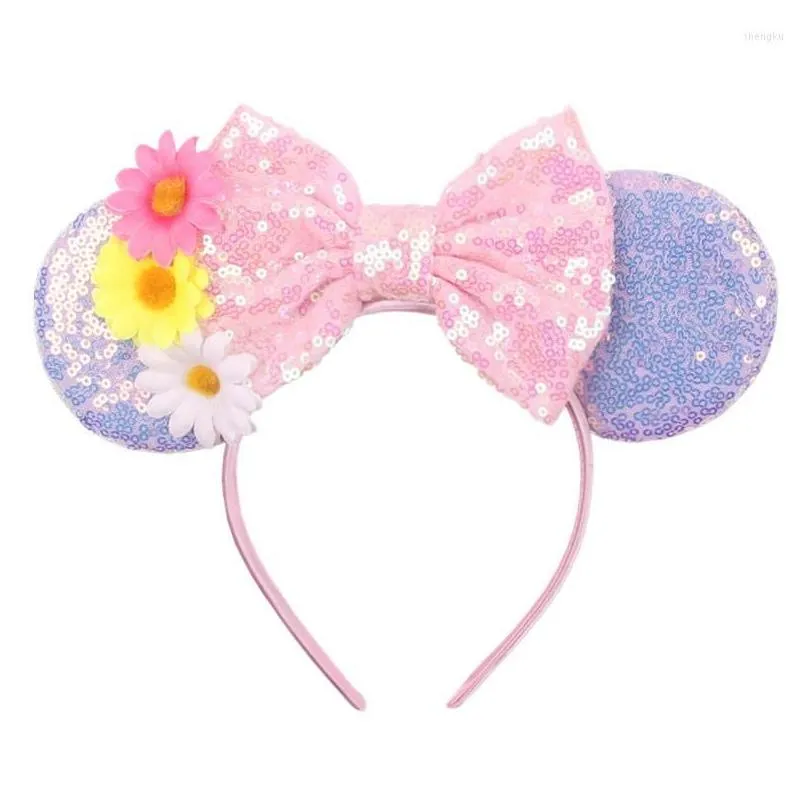 Hair Accessories Girls Mouse Ear Hairband For 5 Bows Big Sequins Ears Diy Kids Headband Boutique Drop Delivery Dhulv