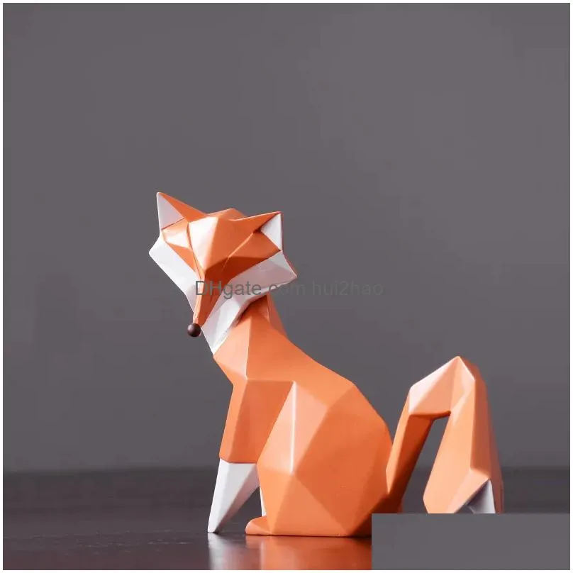 creative foxes statue animal figurine resin home decor art sculpture modern living room tv cabinet desk decoration gift