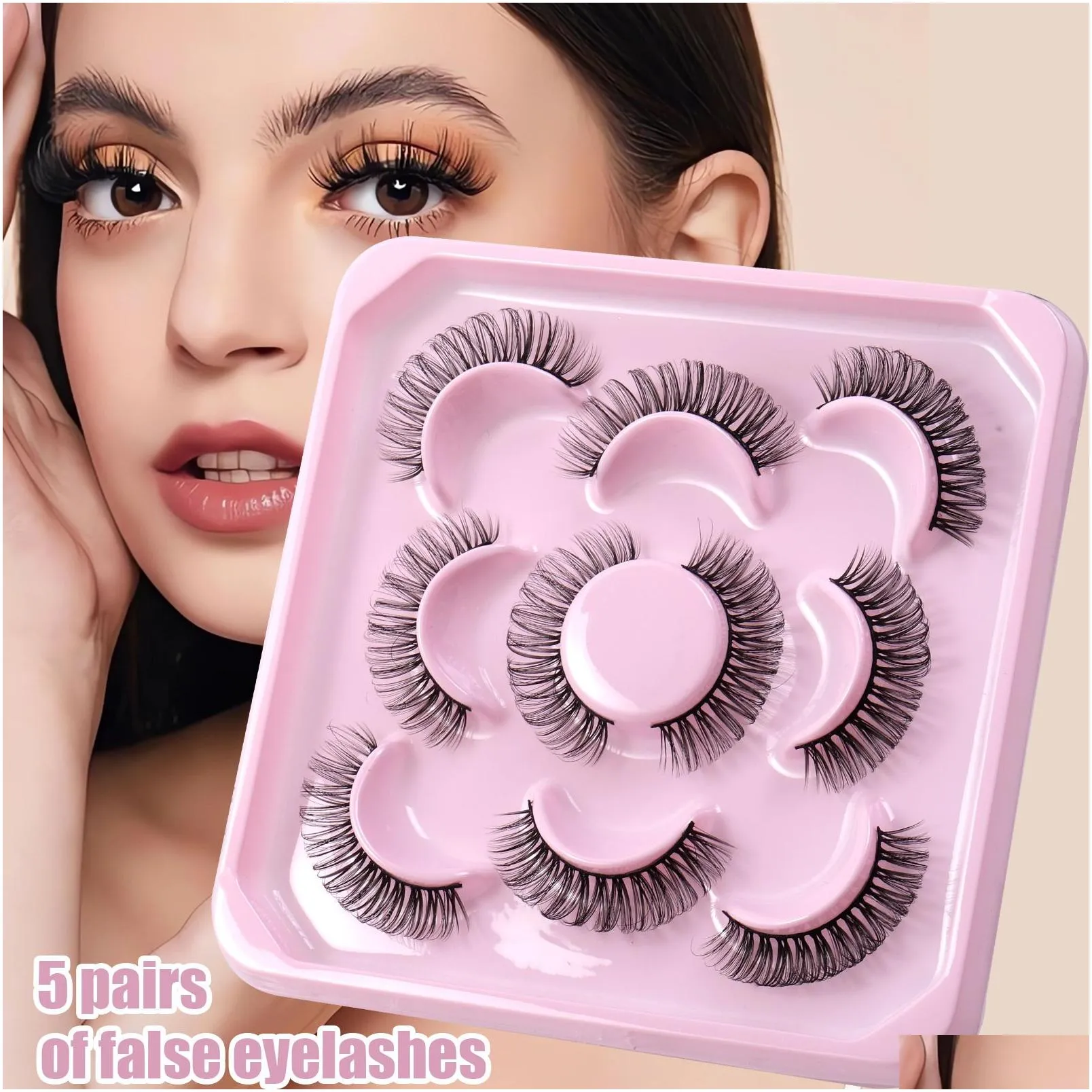 thick curled false eyelashes extensions naturally soft light handmade reusable multilayer 3d mink fake lashes fluffy strip lash