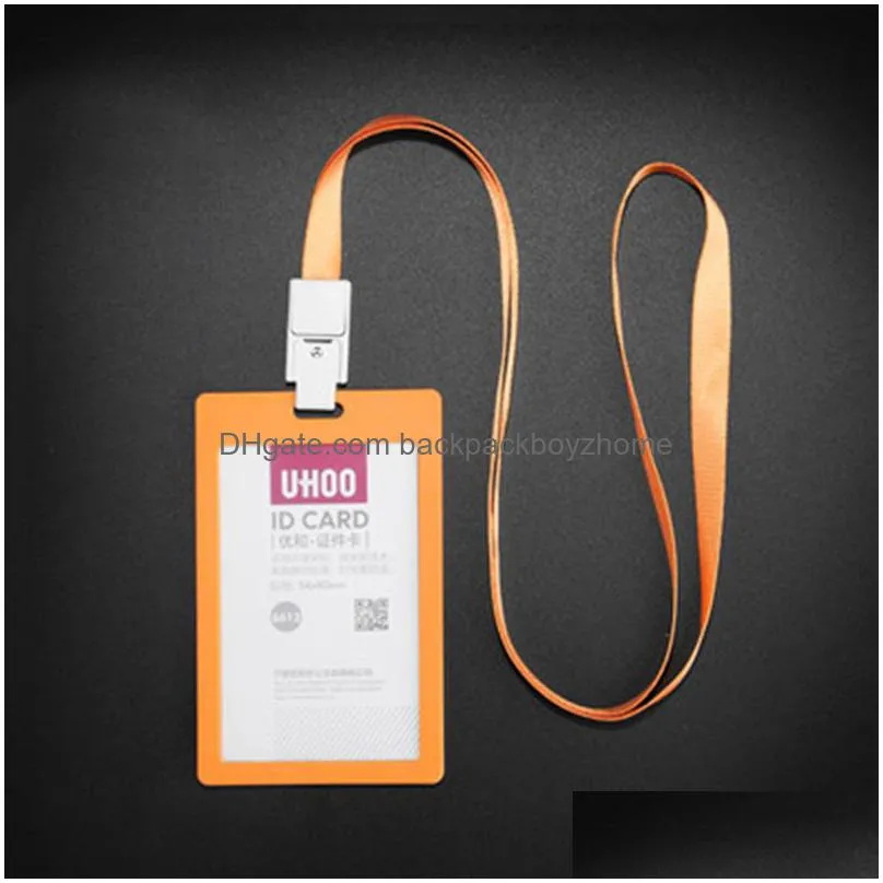 Party Favor 5 Colors Plastic Card Holder Favor Color Student Id Storage Bag Vertical Office Work Cards With Lanyard Drop Delivery Home Dhp0D