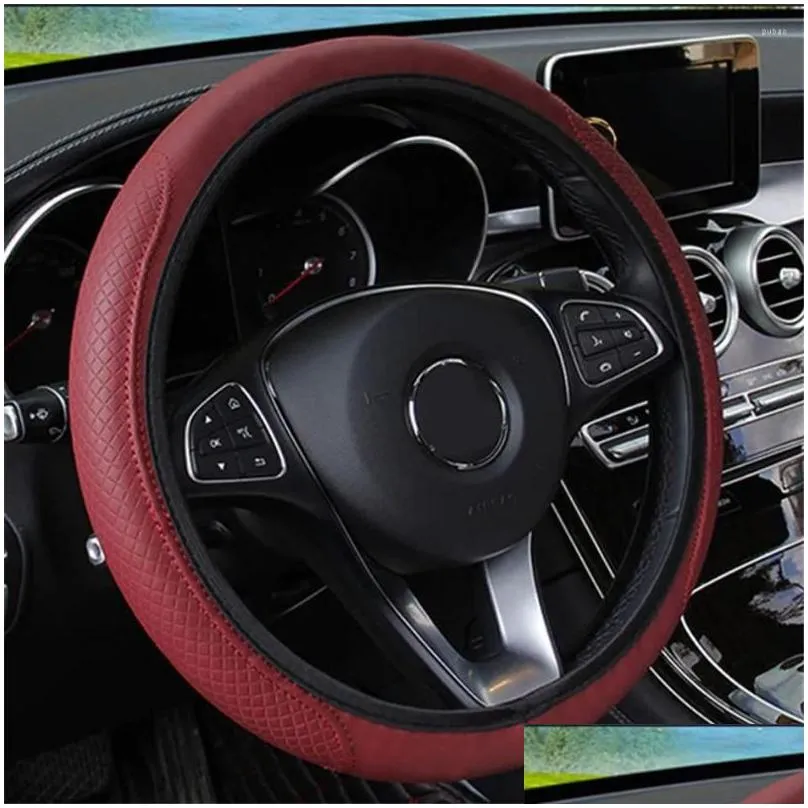 Steering Wheel Covers Breathable Leather Anti-Slip Car Cover For ABARTH 595 500 124 SPRIDE BADGE Styling